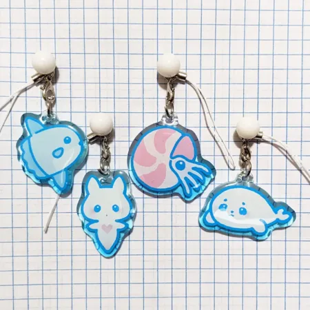 Aquatic Friends Glitter Acrylic Charms
